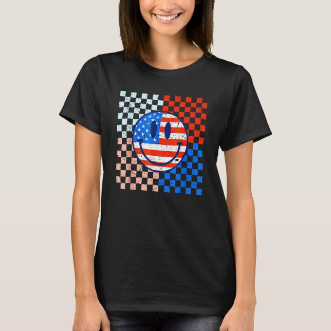 America Vibes Cute Smile Face USA American Flag 4t T-Shirt (Front)