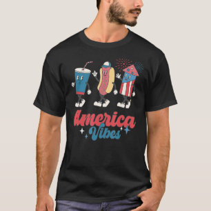 America Vibes Hotdog USA Flag Patriotic 4th Of Ju T-Shirt