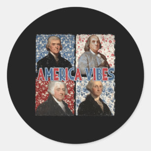 America Vibes Retro 4th Of July Presidents America Classic Round Sticker