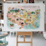 America | Watercolor Illustrated USA Map Postcard<br><div class="desc">Celebrate the spirit of America with this charming watercolor illustrated map postcard. Featuring iconic landmarks, regional foods, and cultural symbols from coast to coast, this design blends artistry and Americana into one colorful keepsake. The front showcases a storybook-style U.S. map filled with beloved highlights like Route 66, the Statue of...</div>