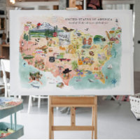 America | Watercolor Illustrated USA Map