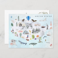 America | Watercolor Illustrated USA Map