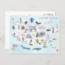 America | Watercolor Illustrated USA Map Postcard