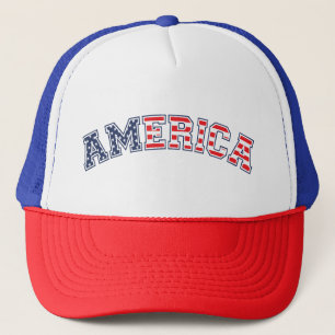 America White Red Blue Trucker Hat