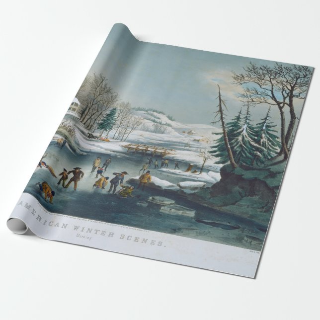 AMERICA WINTER Vintage Christmas Wrapping Paper (Unrolled)