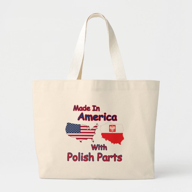 America With Polish Parts Large Tote Bag (Front)