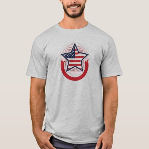 Americal flag star badge red white  blue T_Shirt