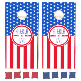 American 1776 patriotic cornhole set