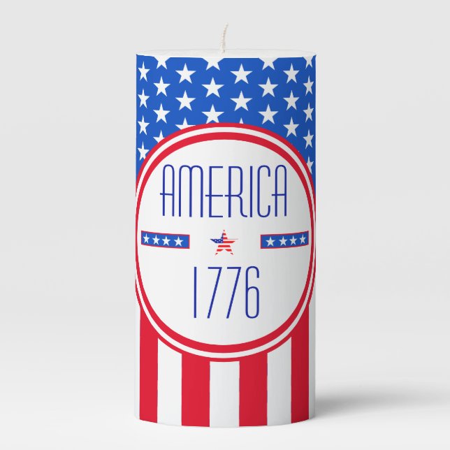 American 1776 patriotic Pillar Candle (Front)