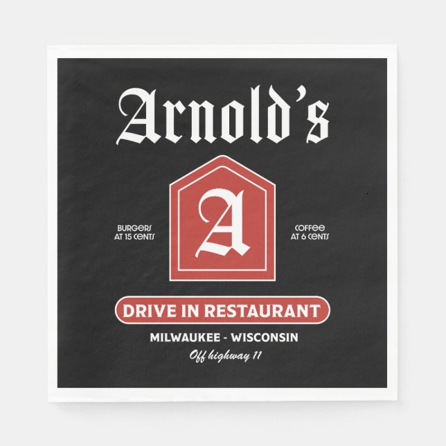 American 1950's Diner Napkins (Front)