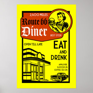 American 1950's Diner Poster