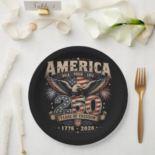 American 250th Anniversary Patriotic USA 4th July Paper Plates