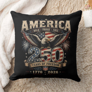 American 250th Anniversary Patriotic USA 4th July Throw Pillow
