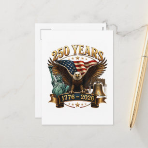 American 250th Anniversary USA Patriotic 4th July Holiday Postcard