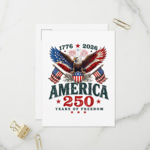 American 250th Anniversary USA Patriotic 4th July Invitation Postcard