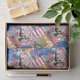 American 250th Independence Day Collage Red White Tissue Paper