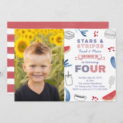 American 4th Birthday Cookout Birthday Party Invitation