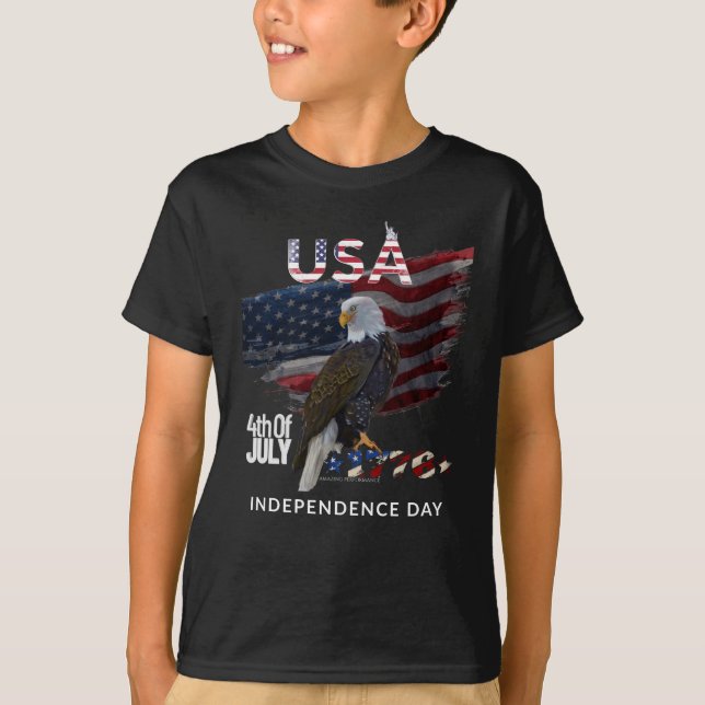 American 4th July eagle flag Independence Day T-Shirt (Front)