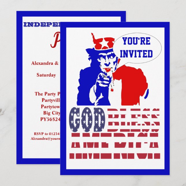 American 4th of July Invitation (Front/Back)