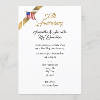 American 50th wedding anniversary invitation