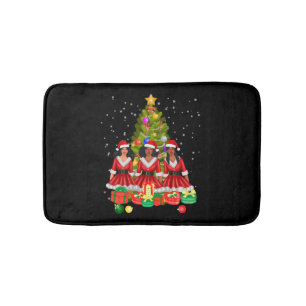 American African Christmas Santa Claus Black Girls Bath Mat