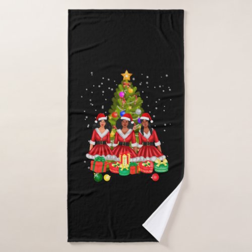 American African Christmas Santa Claus Black Girls Bath Towel