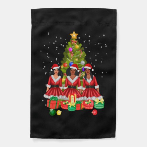 American African Christmas Santa Claus Black Girls Garden Flag