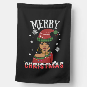American African Christmas Santa Claus Black Girls House Flag