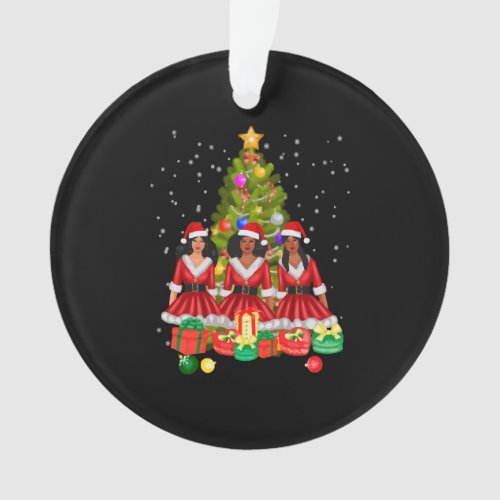 American African Christmas Santa Claus Black Girls Ornament