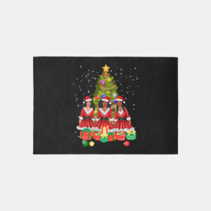 American African Christmas Santa Claus Black Girls Rug