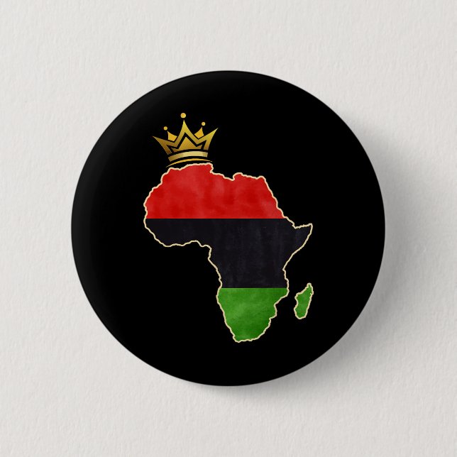 American African Queen Pan Afro Map Flag Black His Button (Front)