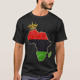 American African Queen Pan Afro Map Flag Black His T-Shirt