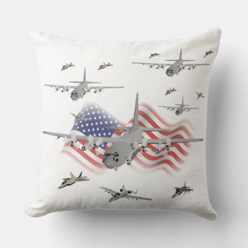 American Air Force Armada Throw Pillow