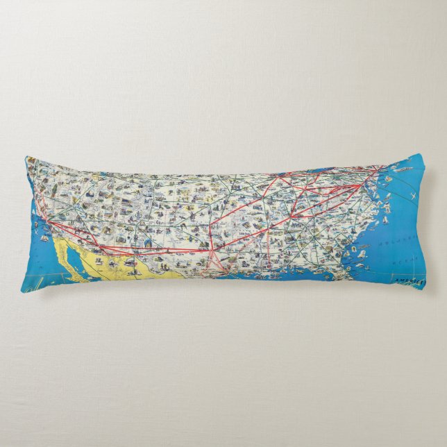 American Airlines system map Body Pillow (Front)