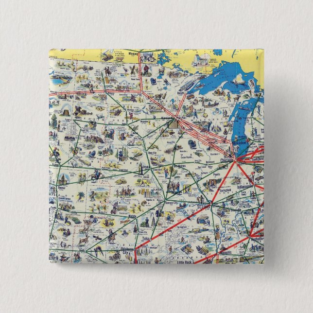 American Airlines system map Button (Front)