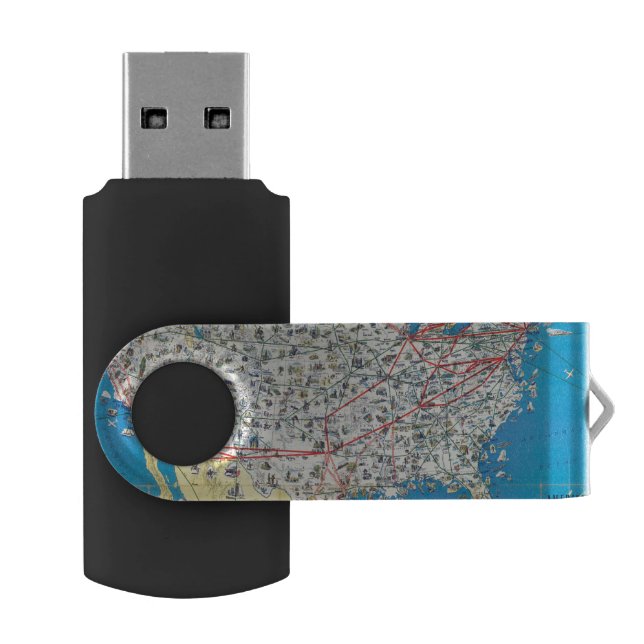 American Airlines system map Flash Drive (Opened)