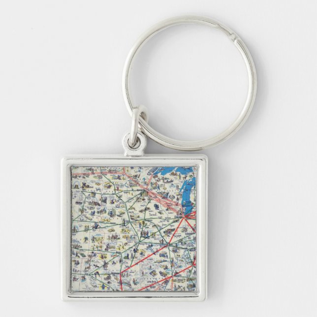 American Airlines system map Keychain (Front)