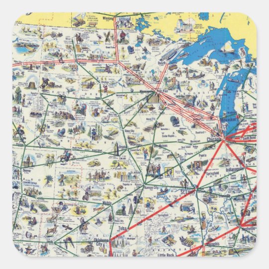 American Airlines system map Square Sticker