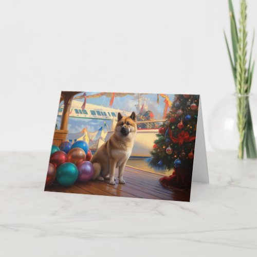 American Akita Christmas Cruise Pawsome Holiday  Card