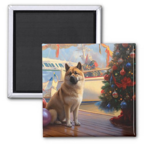 American Akita Christmas Cruise Pawsome Holiday  Magnet