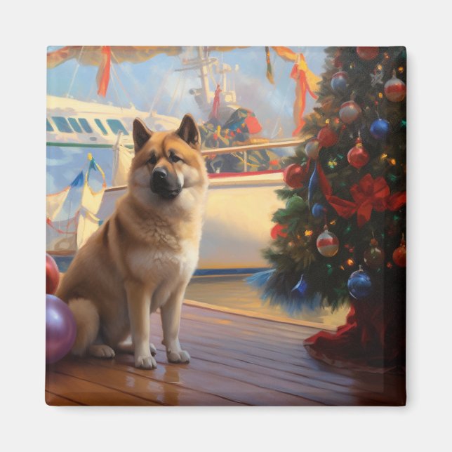 American Akita Christmas Cruise: Pawsome Holiday  Magnet (Front)