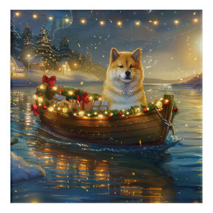 American Akita Christmas Festive Voyage Acrylic Print