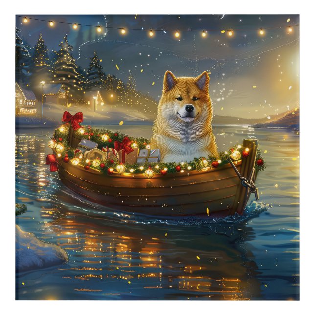 American Akita Christmas Festive Voyage Acrylic Print (Front)