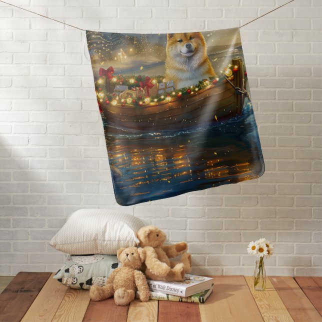 American Akita Christmas Festive Voyage Baby Blanket (In Situ)