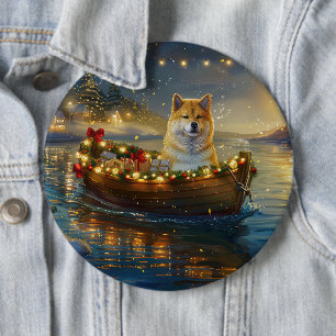 American Akita Christmas Festive Voyage Button