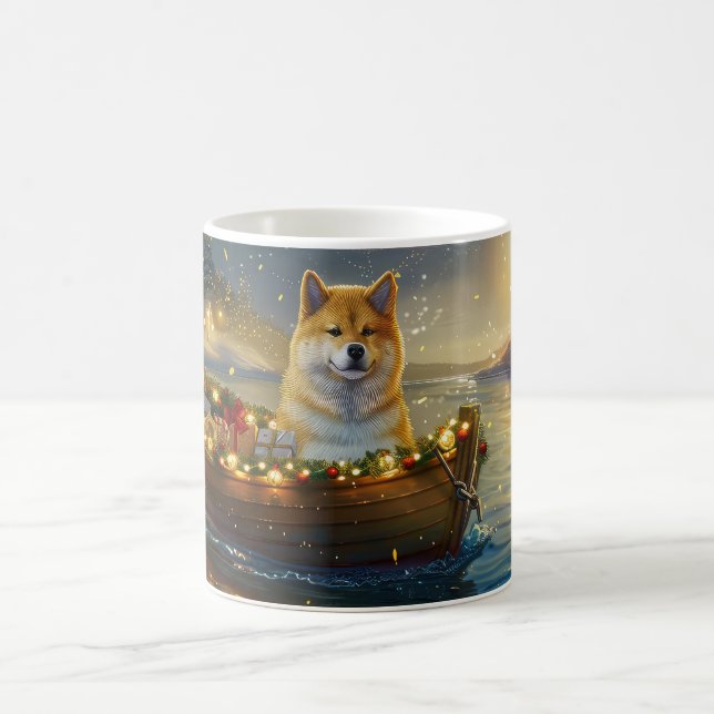 American Akita Christmas Festive Voyage Coffee Mug (Center)