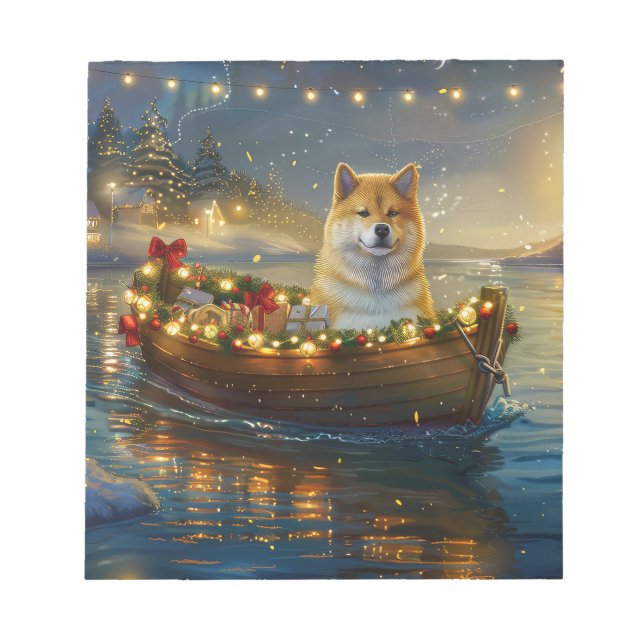 American Akita Christmas Festive Voyage Notepad (Front)