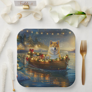 American Akita Christmas Festive Voyage Paper Plates