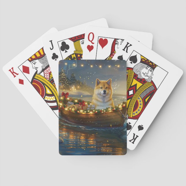 American Akita Christmas Festive Voyage Poker Cards (Back)