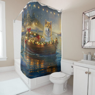American Akita Christmas Festive Voyage Shower Curtain